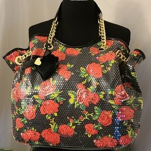 Authentic Betsey Johnson Rose Sequin Bag